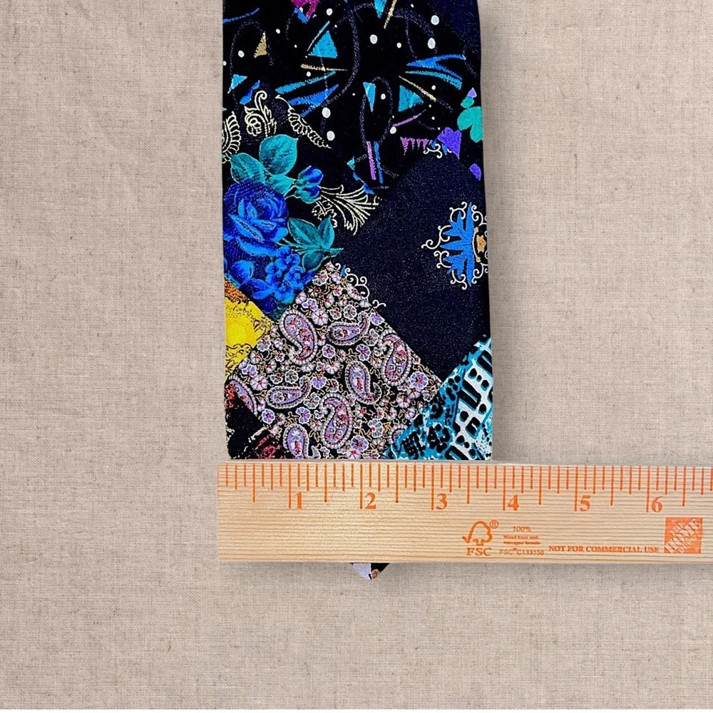 Brioni Silk Patchwork Tie Mens Multicolor Geometric Floral Luxury Designer